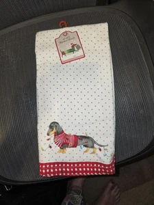 Juego de 2 toallas de cocina con luces de Navidad Dachshund negras y tostadas nuevas con etiquetas - Imagen 1 de 3