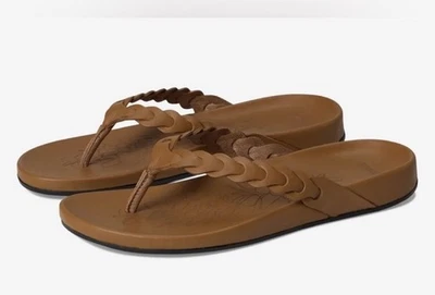 Olukai "LEI" Flip Flop Comfort Sandal Shoe Tan Braid Womens Size 9 ReAD - Image 1 of 4