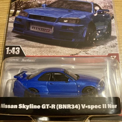 HOT WHEELS 2024 #17 1:43 SCALE BLUE NISSAN SKYLINE GT-R BNR34 V SPEC II NUR - Image 1 of 4