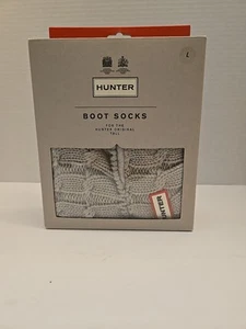 New Hunter Original 6 Stitch Cable Tall Boot Socks Grey Lg Women Shoe Size 8-10 - Picture 1 of 2