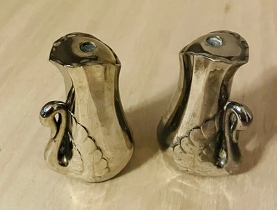 Vintage Pair of Silver Plated Swan Salt and Pepper Shakers 2.5” - Image 1 of 4