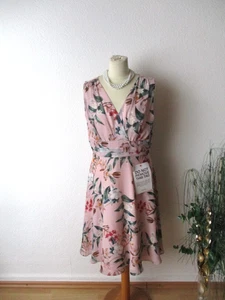 Swing Damen Kleid Gr. 38 rosa geblümt ärmellos V-Ausschnitt N E U - Bild 1 von 12