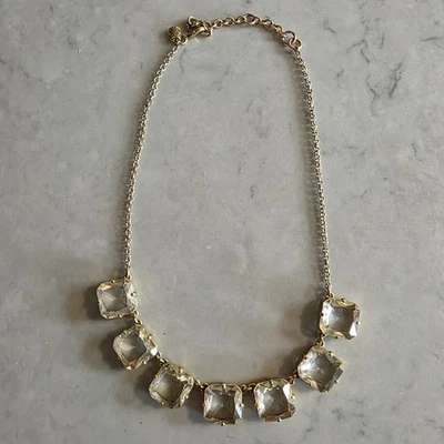 Conjunto de collar babero de diamantes de imitación con puntas cuadradas de cristal tono dorado J Crew Foto 1 de 4