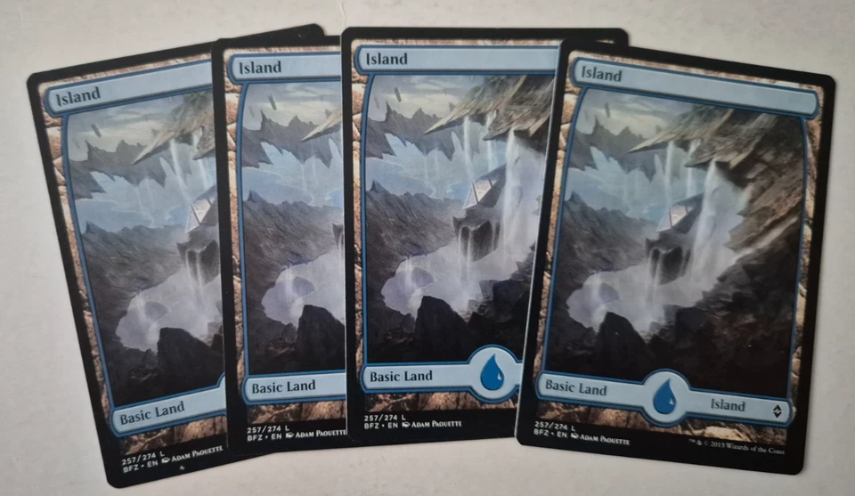 Magic The Gathering - MTG - Island - Battle for Zendikar - Full Art x 4 - NM - Image 1 of 1