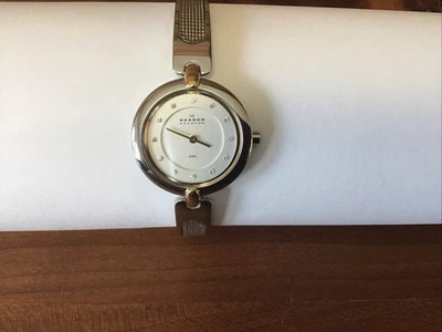 Skagen Womens Crystal Mesh Bangle Quartz Watch New Battery 25mm Silver Tone Case - Image 1 of 4