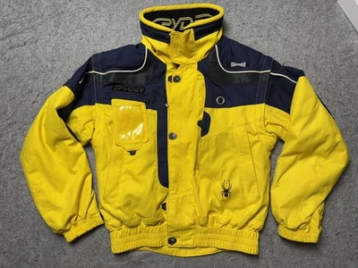 Spyder Ski Jacket Boys Large Yellow Blue Thinsulate Insulated Winter Coat Hooded - Image 1 of 4