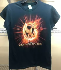 The Hunger Games Mocking Jay on Fire Movie Promo Navy Blue T-Shirt Womens Jrs M - Picture 1 of 8