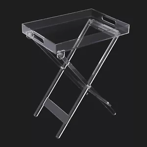 Acrylic Folding Tray Table Clear Acrylic Side End Table Square Coffee Table - Picture 1 of 12