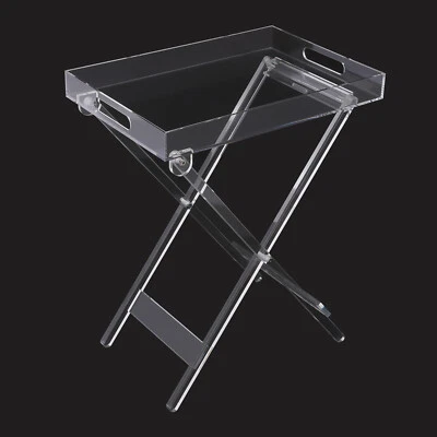 Acrylic Folding Tray Table Clear Acrylic Side End Table Square Coffee Table - Image 1 of 4