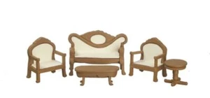Dolls House Walnut Living Room Furniture Set 1:24 Half Inch Miniature Suite - Picture 1 of 8
