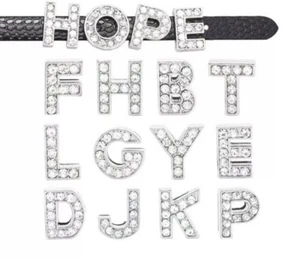 10mm Rhinestone Letter Alphabet Diamante Slide Charm Silver Crystal Jewelery UK - Picture 1 of 5