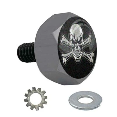 Gris Gunmetal - Perno de asiento hexagonal de aluminio Billet para Harley - Huesos cruzados de calavera Foto 1 de 4