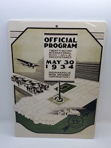 11.5" x 8.25" Indianapolis 500 Replica 1934 Event Program Tin Sign - Picture 1 of 2