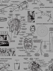 (2) Marvels DI0936 Heroes Schematics Wallpaper Gray/Black - Picture 1 of 4