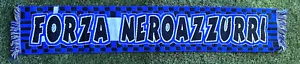 F.C. INTER Sciarpa calcio football Schal Scarf FORZA NEROAZZURRI Atalanta Pisa - Foto 1 di 2