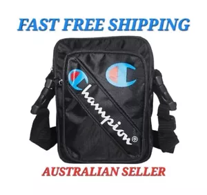 CHAMPION BAG SMALL SIDE SATCHEL BUMBAG MAN BAG BLACK & BLUE BRAND NEW ORIGINAL - Picture 1 of 5