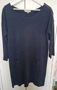 Hobbs Size 12 Blue Zipped Shoulder JUMPER Sweat Dress Womens - Picture 1 of 12