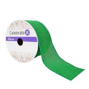 2.5" Faux Linen Wired Ribbon by Celebrate It™ - Picture 1 of 4