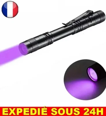 ✅ Lampe De Poche UV 365nm Torche Ultraviolette Pince Stylo Détécteur Urines - Photo 1/4