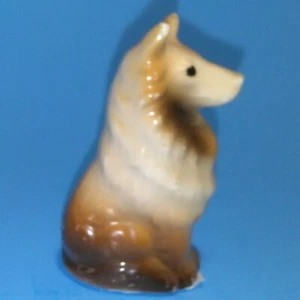 Antike COLLIE Hundesitzfigur Made in Japan ~ cremefarben und braun - Bild 1 von 7