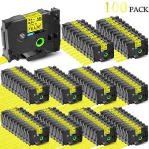 Compatible for Brother P-Touch Label Maker TZe 651 Tape Cartridges Yellow 100PCS - Picture 1 of 8