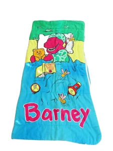 VTG Barney Bedtime Youth Sleeping Bag Dinosaur Sleepover 1992 Nap Mat - Picture 1 of 7