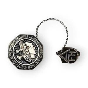 Future Homemakers Of America Double Pin Brooch Silver Plated Vintage Tiny FCCLA - Picture 1 of 12