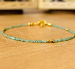 Delicato verde smeraldo sfaccettato rotondo pietra preziosa maggio perle bracciali 6-8'' - Foto 1 di 12
