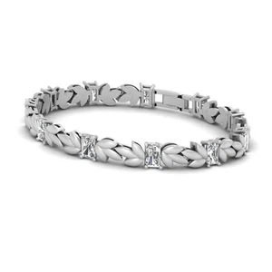 Radiant Cut 7.30cttw Simulated White Diamond Art Nouveau Wedding Bracelet Womens - Picture 1 of 12