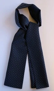 Silk Cravat Scarf Navy Blue Millefiori pattern print 54" x 7" Hand made - Picture 1 of 3
