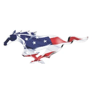 18" Mustang USA Flag 3M Perforated Unobstructed View Window Decorative Decal - Picture 1 of 6