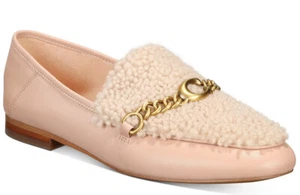 COACH Womens HELENA Loafer Leather Shearling C Chain Flats Pale Blush US 8.5 - Picture 1 of 13
