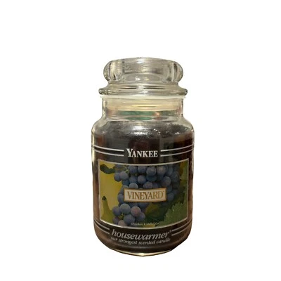 Tarro grande Yankee Candle Vineyard 22 oz nueva etiqueta negra banda negra retirada Foto 1 de 3