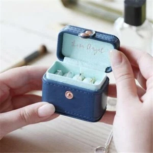 Lisa Angel UK Mini Ring Box Navy Mint For Travel In Purse Vanity - Picture 1 of 1
