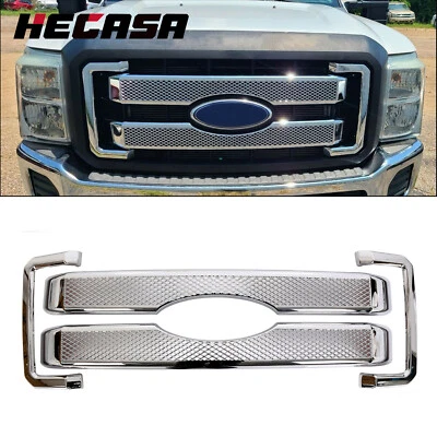 Fits 11-16 Ford F250 350 450  Moulding Front Chrome Grill Grille Cover Overlay - Image 1 of 4