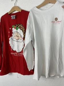 Simply Southern Christmas Shirt Large Long Sleeve Graphic Tee lot of 2 - Picture 1 of 12