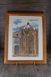 VINTAGE LITHOGRAPH Fachada de el cristo ZACATECAS BY R.REVELES #10 W/ Frame - Picture 1 of 5
