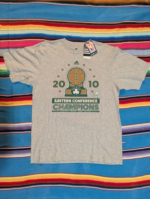 波士顿凯尔特人队 2010 NBA 东部冠军 T 恤 Deadstock 阿迪达斯 — 第 1/4 张图片