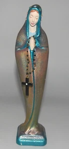Figura Católica Virgen María Con Rosario Adornada Brillo Azul/Dorado 11" - Imagen 1 de 5