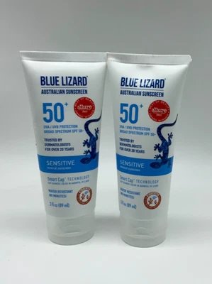 Blue Lizard Sensitive Sunscreen SPF 50+ (3oz, 2-Pack) Mineral Lotion – UVA/UVB - Image 1 of 2