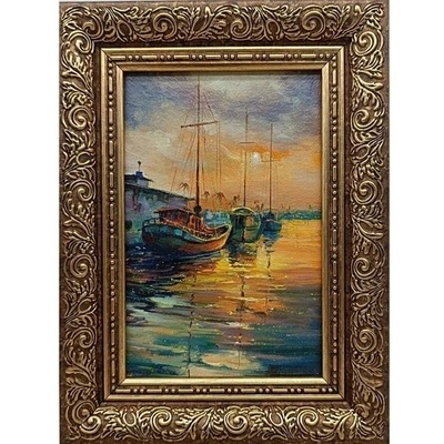 Seascape Sailboat Oil Painting Signed Original Art Realism Boat Decor 6x4 - Image 1 of 4