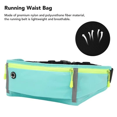 Sky Blue Running Belt Large Capacity Multi Pockets Size Adjustable Mini Running - Image 1 of 4