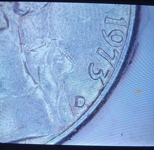 1973 D Jefferson Nickel Filled Mint Mark -DDR-OFF CENTER STRIKE - Picture 1 of 5
