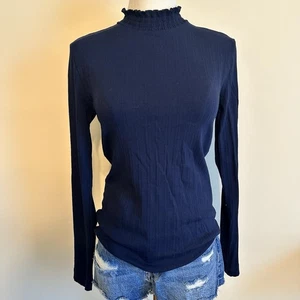 Women’s Loft Blue Long Sleeve Top Mock Neck Medium - Picture 1 of 6