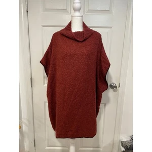 GENA Damen XL XXL Struktur Strick Wasserfallausschnitt Poncho locker ärmellos rot Pullover - Bild 1 von 6