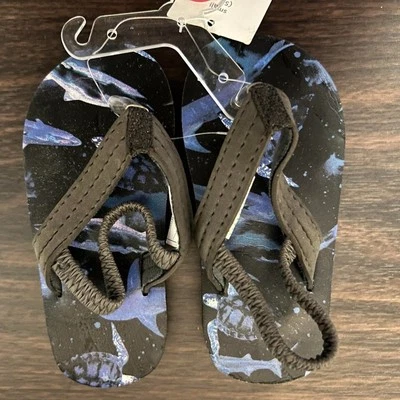 Chanclas Carter's Ocean Life negras y azules para niños pequeños talla pequeña (5-6) nuevas Foto 1 de 3