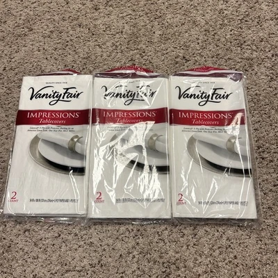 Vanity Fair Linensoft Tablecover Tablecloth NIP 3 - 2Pack White 54 x 108 Wedding - Image 1 of 4