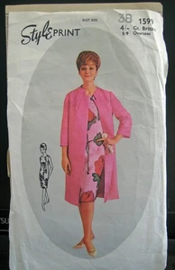 Vintage 1960s COAT & DRESS Sewing Pattern 38" Style #1599 - Picture 1 of 2