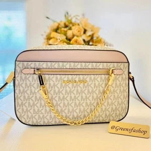 NUEVO CON ETIQUETAS Michael Kors Monedero Jet Set Grande Este/Oeste Cremallera Cadena Bandolera MK - Imagen 1 de 10