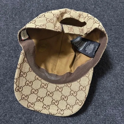 GUCCI GG Canvas Baseball Cap XL Logo Hat Beige Brown Adjustable Used - Image 1 of 2
